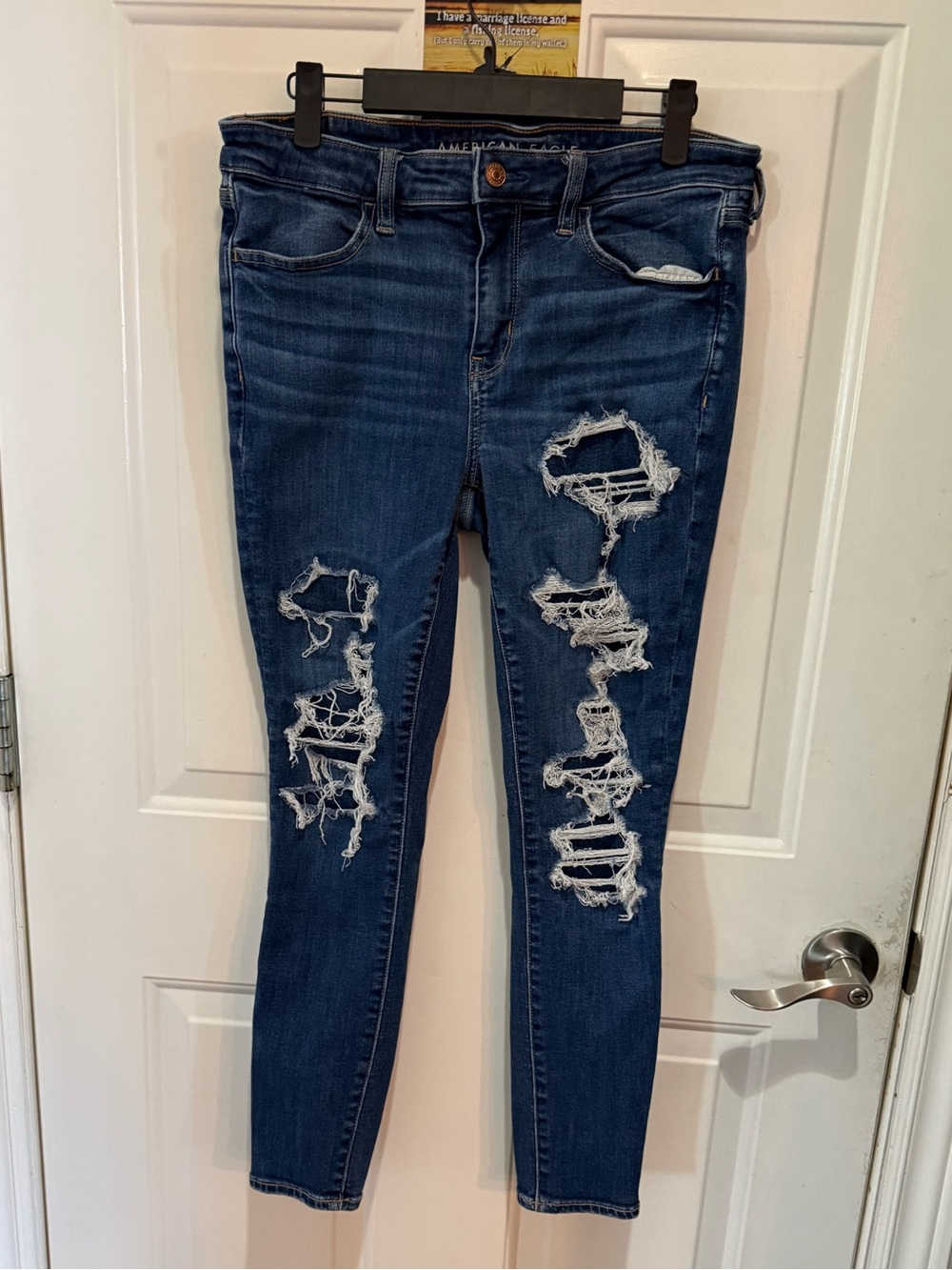 American Eagle Next Level Stretch Distressed Skinny Jeans Women's 10 short